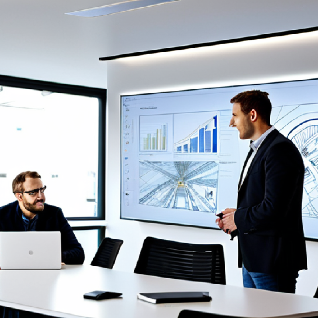 **

"A modern office space in Germany, showcasing a team of engineers collaborating on a noise reduction project. They are reviewing BIM models on a large screen, with acoustic panels visible in the background. The atmosphere is collaborative and innovative.  Include elements representing sustainable building practices.  Focus on professional attire and a clean, well-lit environment.  High quality, realistic rendering, emphasizing technological advancement and teamwork. Safe for work, appropriate content, fully clothed, professional."

**