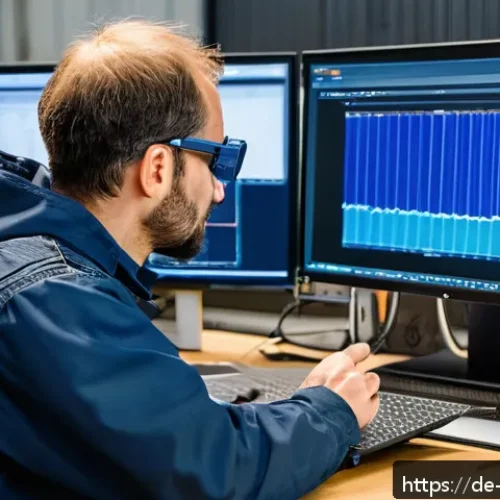 Home 33 소음진동기사 이론에서 자주 나오는 문제 - A detailed industrial workshop scene showing vibration analysis in progress: a mechanical engineer w...