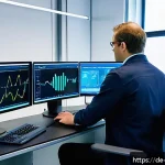Home 20 소음진동 자격증 기출문제 분석 - A modern laboratory setting in Germany focused on sound and vibration analysis, showing an engineer ...