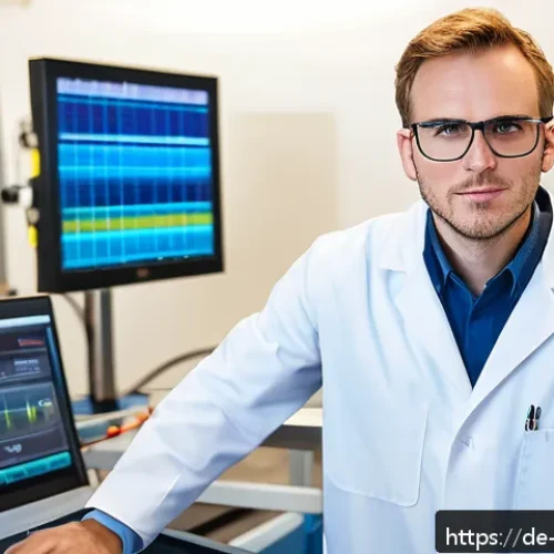 Home 17 소음진동 엔지니어의 성장 사례 - A professional acoustic engineer in a modern automotive testing lab, wearing safety glasses and a la...